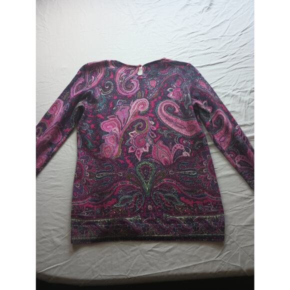 Talbots Small Pure Cashmere Women Sweater Small Art to wear colorful paisley - Picture 5 of 5